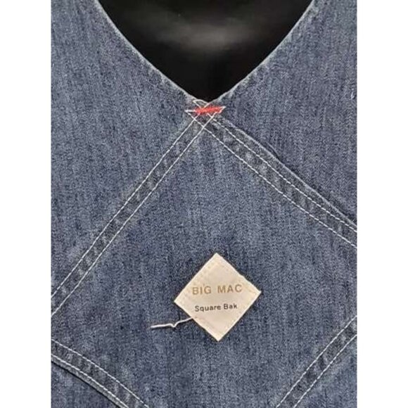 Vintage Big Mac Square Bak Overalls Men Sz XL Blue Denim Farmer Casual Workwear - Picture 8 of 12